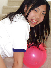 Miho Takai Asian in sports outfit is sexy while playing with ball