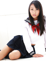 Miyu Watanabe Asian in school uniform loves rubbing cunt of ball